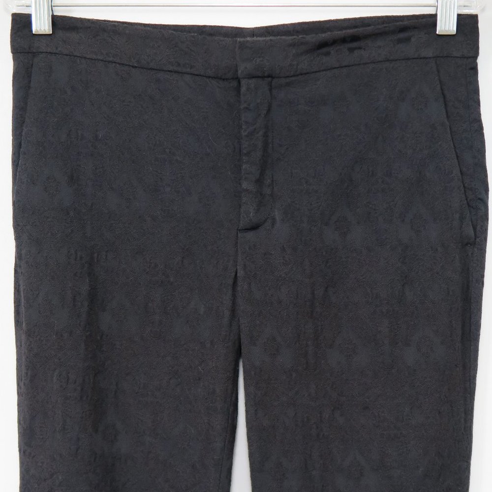 ZARA WOMAN Black Textured Viscose Blend Tapered Zip-Ankle Pants Size M - Picture 2 of 7